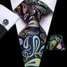 Hi-Tie Men Fashion Necktie Burgundy Paisley Handkerchief Cufflinks for Tuxedo Accessory Classic Silk Luxury Gift Tie for Men