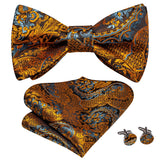 Dropshipping Jacquard Silk Mens Self Bow Tie Hanky Cufflinks Set Male Butterfly Knot Bowtie Wholesale for Male Wedding Business
