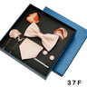 Coffret cadeau pour homme et femme, pochette, cravate, boutons de manchette, broche, couleur unie, pour mariage, affaires, vente en gros