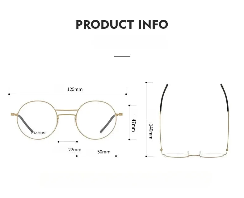 Handmade Round Titanium Glasses Frames 5518 Retro Men Double Beam Round No Screw Eyeglasses Denmark Brand Lightweight Women