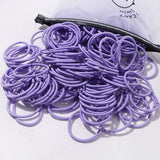 Lot de 50 bandeaux élastiques en caoutchouc pour cheveux, style macaron, très élastiques, durables, pour queue de cheval haute, pour femmes et enfants