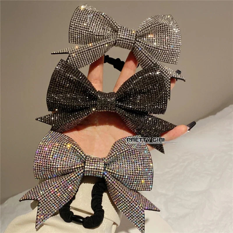 Élastiques à cheveux coréens en forme de nœud pour femmes et filles, en cristal brillant, pour queue de cheval, bandeaux en caoutchouc, accessoires pour cheveux i-Remiel