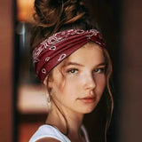 1PC Bohemian Yoga Sports Headband: Elastic, Anti-slip, Wide Headband for Workouts, Running, Sweat-absorbing