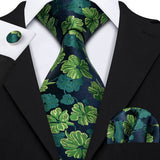 Cravate de mariage noire, dorée et rose pour homme, en soie florale, motif jacquard, pochette, boutons de manchette, pour soirée d'affaires, Barry.Wang