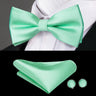 Hi-Tie Jacquard Silk Nœud papillon pour homme, ensemble de boutons de manchette et mouchoir, nœud papillon pré-noué, noir, blanc, gris, bleu, rouge, vert, rose, violet