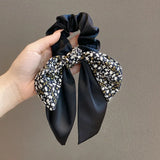 2024 New Korean Floral Bowknot Hair Ties for Women Girls Sweet Elastics Long Ribbon Ponytail Scarf Hair Tie Hair Accessories