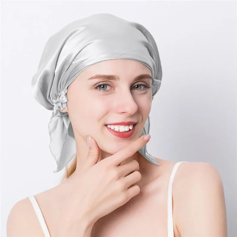 Bonnet de nuit en soie de mûrier 100 % naturelle, bonnet de douche en soie, bonnet de nuit, tâches ménagères, cuisine, soins capillaires, bonnet protecteur, accessoires pour cheveux