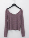 KUSAHIKI Sexy Retro Stripes Korean Versatile Slim Fit Long Sleeved Round Neck Base Shirt Short Spicy Girl Y2k Top 2024 New