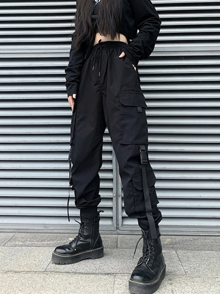 Pantalon cargo de jogging hip-hop tendance pour femmes et hommes, sarouel multi-poches avec rubans, survêtement streetwear décontracté pour hommes, tailles S à 4XL