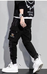 Pantalon cargo classique décontracté pour homme, style streetwear, avec rubans, style jogging, coupe slim, multi-poches, pour femme, J5
