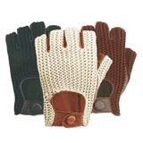 Gants de conduite pour hommes, gants de moto, gants demi-doigts en peau de mouton, gants de voiture en cuir tricoté pour hommes, gants de travail
