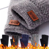 Gants d'hiver sans doigts pour hommes, mitaines, pour écrire au bureau, tricotés en laine épaisse, étiquette chaude, gants de conduite en plein air élastiques épais