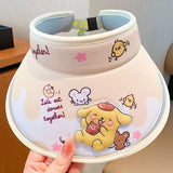 Chapeau de protection solaire Sanrio Cinnamoroll My Melody Kuromi Pompompurin, casquette anti-UV avec grande langue, cadeau d'anniversaire pour enfants