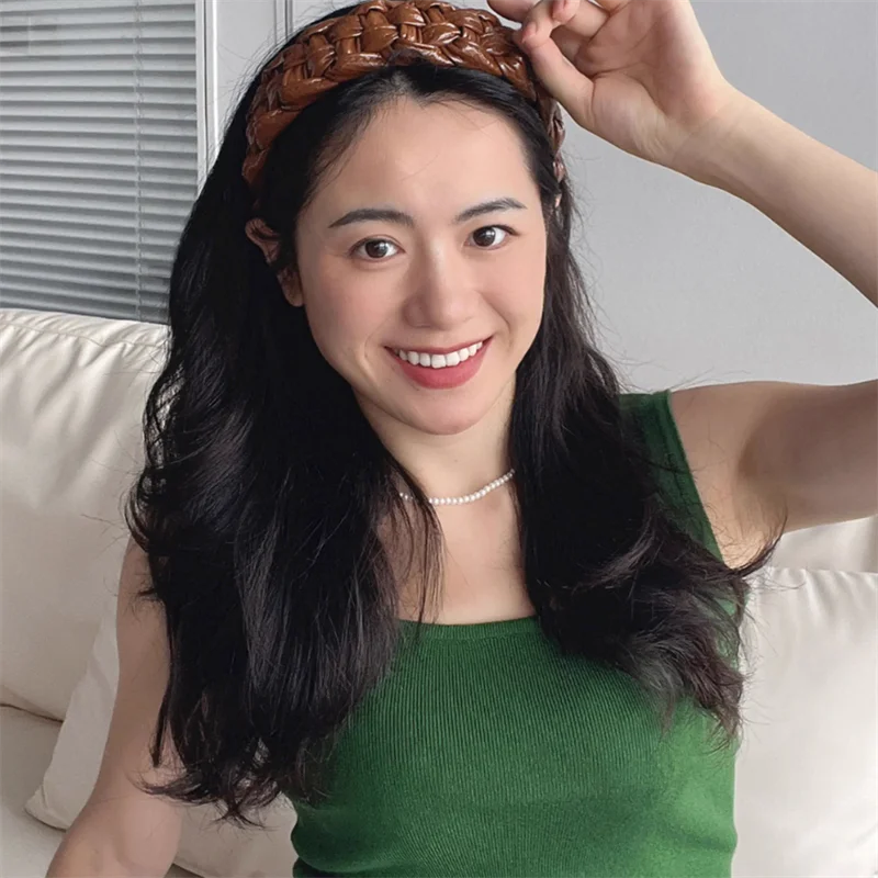 4.5-5CM Stunning Wide Women Headpiece Satin Cloth Braided Headbands for Woman Ladies Daily Shopping Party Head Hoop Accessories