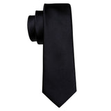 Cravates en soie noire pour hommes, classiques, solides, tissées de haute qualité, avec pochette et boutons de manchette, pour soirées formelles, design Barry.Wang