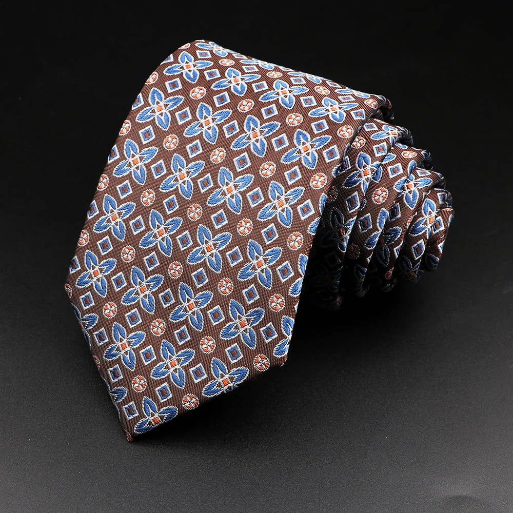 Cravate rayée pour homme, motif cachemire floral, marron et gris, idéale pour les loisirs, les affaires, le quotidien, les mariages, les fêtes, les accessoires, cadeau