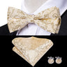 Hi-Tie Jacquard Silk Nœud papillon pour homme, ensemble de boutons de manchette et mouchoir, nœud papillon pré-noué, noir, blanc, gris, bleu, rouge, vert, rose, violet