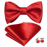 Hi-Tie Ensemble nœud papillon en soie pour homme, mouchoir et boutons de manchette, bleu, rouge, or, noir, blanc, jacquard, nœud papillon, mariage, affaires