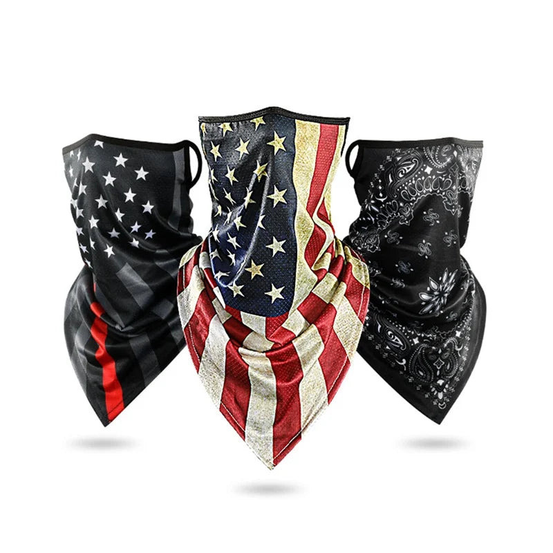 USA Fashion Mask Ear Hanging Mouth Cover Bicycle Cycling Masks Bandana Neck Gaiter Tube Hiking Climbing Headband Camping Scarf