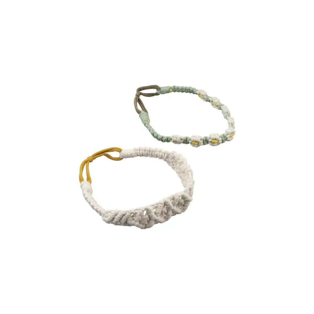 Braided Rope Headwrap Small Daisy Elastic Hair Band Turban Women Hair Scarf Crochet Bandana Macrame Hair Band Bohemian Headband