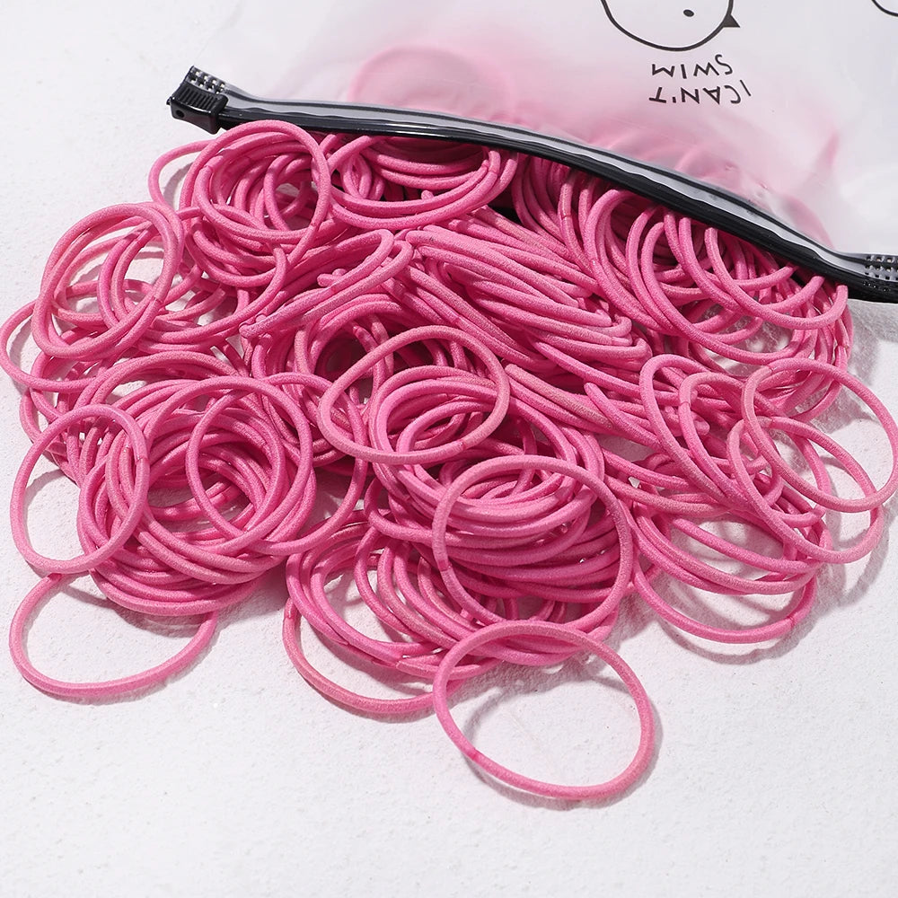 Lot de 50 bandeaux élastiques en caoutchouc pour cheveux, style macaron, très élastiques, durables, pour queue de cheval haute, pour femmes et enfants