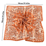 Foulard carré en soie à imprimé cachemire, 90 x 90 cm, bandana, satin, fleurs de cajou