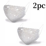 Sparkling Rhinestone Face Mask Fashion Breathable Face Covering Nightclub Music Festival Party Costume Accessories for Women
