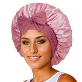 Bonnet de nuit en satin pour femme, large bande solide, extensible, avec nœud, bonnet soyeux, bonnet de nuit, soins capillaires, couvre-tête de douche