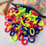 LOVEKIKI 50 bandas elásticas para el cabello, accesorios para el cabello para niñas, mini diademas de nailon coloridas, soporte para coletas, adornos para el cabello