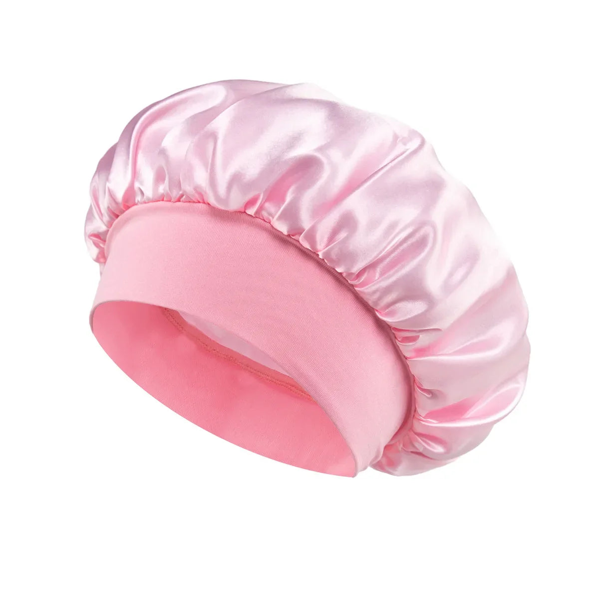 1pcs Unisex Satin Solid Wide-brimmed Sleeping Hat Elastic Band Cap Hair Care Bonnet Night Hat