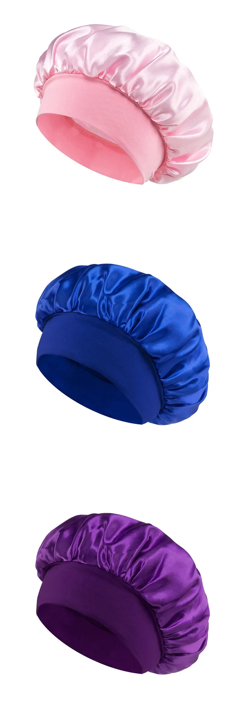 Unisex Head Wrap Elastic Band Cap for Brimmed Night Hat Bath Cap Extra Large Satin Silky Bonnet Sleep with Premium Elastic Band