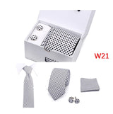 Mens Tie Set In A Box Paisley Ties For Men Gifts Luxury Necktie Pocket Square Cufflinks Wedding Business Formal Suit Tie