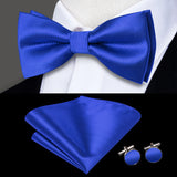 Hi-Tie Marque Soie Pré-noué Homme Nœud Papillon Mouchoir Boutons de Manchette Ensemble Nœud Papillon pour Homme Jacquard Solide Cachemire Floral Mariage Cadeau d'Affaires