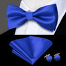 Hi-Tie Marque Soie Pré-noué Homme Nœud Papillon Mouchoir Boutons de Manchette Ensemble Nœud Papillon pour Homme Jacquard Solide Cachemire Floral Mariage Cadeau d'Affaires