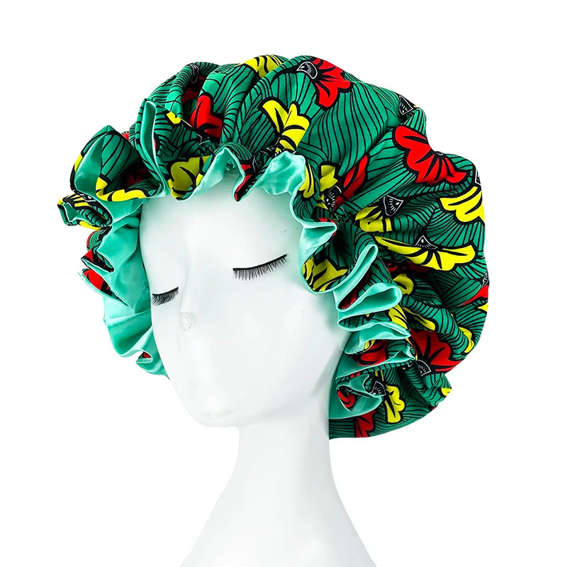 Bonnet de nuit double épaisseur en satin soyeux pour femme, grand bonnet réversible doublé de satin, couvre-chef pour la nuit, accessoires pour cheveux