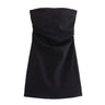 TRAF Dress Women Off Shoulder Corset Short Dresses Ruched Backless Blue Black White Dress Woman Sexy Bodycon Party Dresses