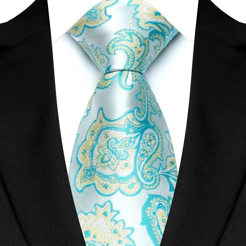Cravate classique en cachemire pour homme, motif floral de luxe, motif à pois, 8 cm, jacquard, pour homme, pour affaires, mariage, fête, accessoire de tous les jours