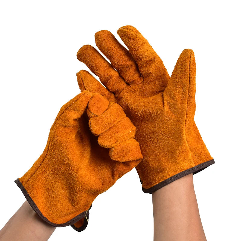 Men Work Gloves Soft Cowhide Driver Hunting Driving Farm Garden Welding Security Protection Safety Mechanic Glove