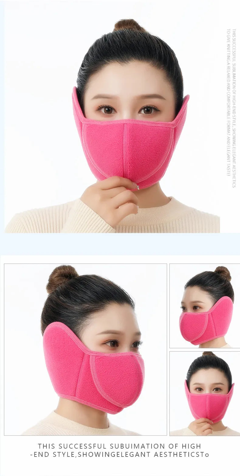 Winter Cold Warm Masks Ear Masks Full Package Thickened Shaking Grain Velvet Dust Mask For Men And Women