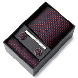 2023 New Style Wedding Gift Tie Pocket Squares Set Necktie Box Men Solid Black Suit Accessories Fit Wedding