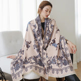 Bufanda de lujo con estampado floral para mujer, cálida, de cachemira, pashmina, para invierno, manta gruesa, 2023