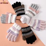 1 paire de gants d'hiver chauds pour bébé, mignons, rayés, à doigts fendus, pour la maternelle, garçons et filles, gants tricotés pour enfants de 3 à 8 ans