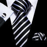 Cravate de luxe pour homme, ensemble de boutons de manchette et mouchoir en soie à rayures rouges, style business, Barry.Wang, accessoire tendance pour mariage, fête, décontracté