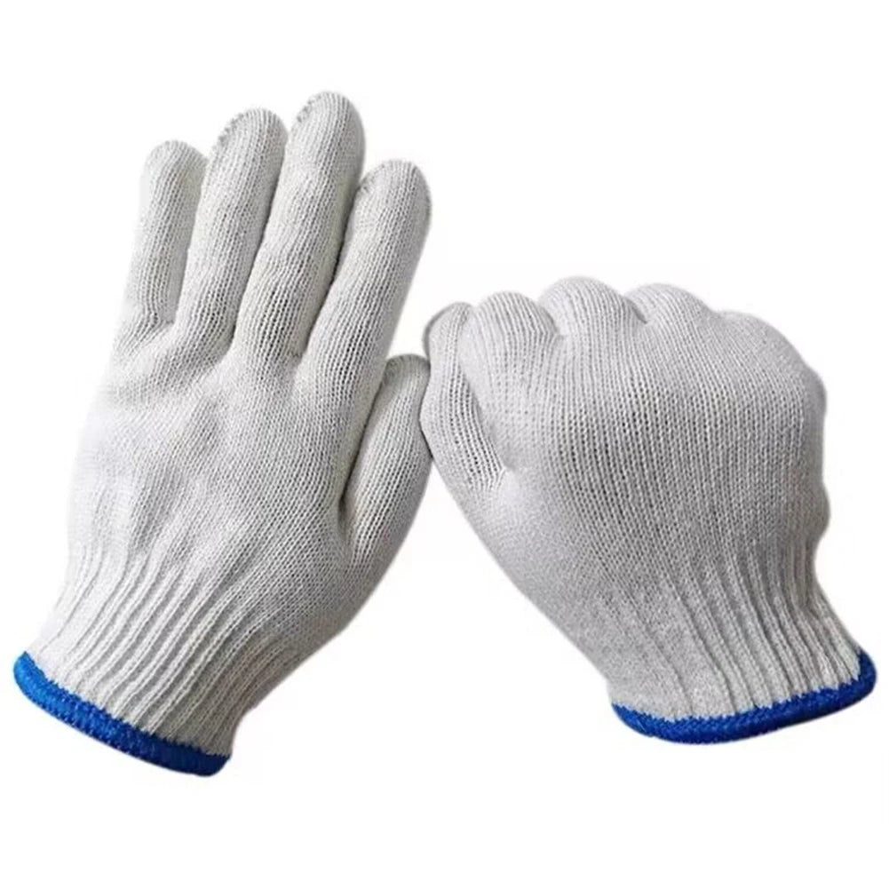 Lot de 12 paires de gants de travail résistants à l'usure pour femmes et hommes, en fil de coton, antidérapants, en tricot, pour la protection du travail et le jardinage