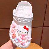 New Sanrio Kuromi LED Shoes Accessories Cartoon Peripheral Cinnamoroll Melody Pompompurin Charm Buckle Charms Kids Gift