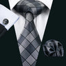 Barry.Wang Ensemble cravate et mouchoir en soie à carreaux pour homme, motif jacquard, idéal pour un mariage, un marié ou une équipe