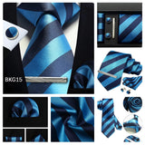 Classic 100% Silk Men's Ties In Gift box 8cm Plaid Dot Striped Business Necktie Handkerchief Cufflinks Wedding Party Tie Set