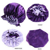 High Quality Double Sided Layer Waterproof Shower Cap Solid Color Satin Hair Bonnet Cap For Women