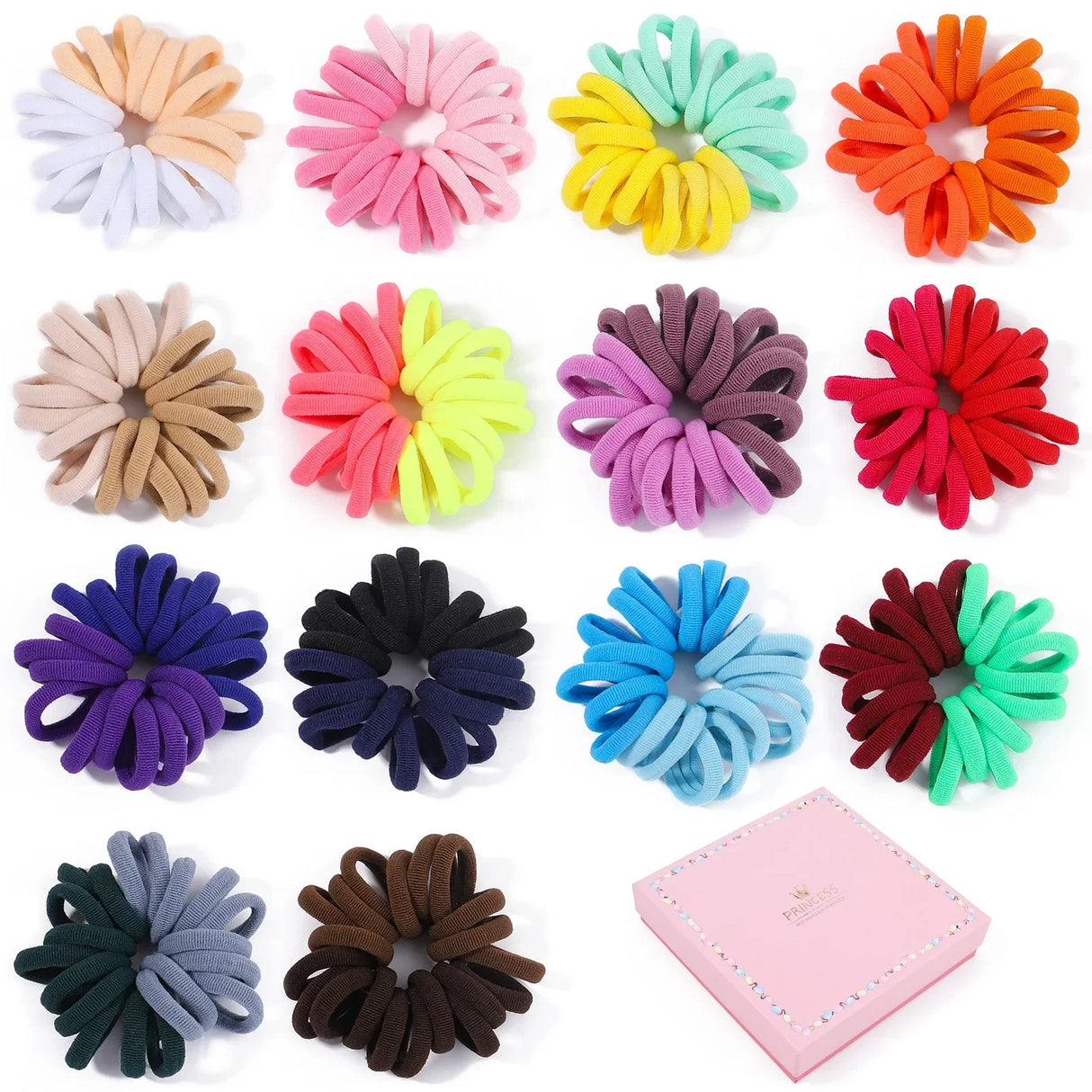 LOVEKIKI 50 bandas elásticas para el cabello, accesorios para el cabello para niñas, mini diademas de nailon coloridas, soporte para coletas, adornos para el cabello