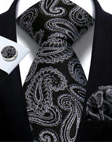 Cravate homme Paisley Jacquard tissé 8 cm formelle affaires mariage cravate poche carré ensemble costume cravate haute qualité fait main Gravata